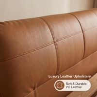 XIYUAN Lit élégant et moderne en cuir véritable, cadre en bois de pin, sommier à ressorts, taille King, garantie 10 ans, durable et écologique
