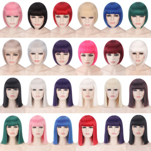 <span class=keywords><strong>Perruque</strong></span> de cosplay colorée pour <span class=keywords><strong>femme</strong></span>, style bob européen et américain, cheveux courts raides mi-épaules, haute qualité, directement du fabricant - Product Image 1