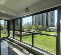 Ventana Corredera de Aluminio de Doble Vidrio para Balcón Exterior, Plegable, Moderna, Impermeable e Insonorizada, de Alta Calidad para Apartamento