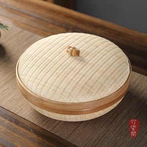 <b>Bamboo</b> Woven Storage <b>Basket</b> With Lid Round Kitchen Food Container Handmade Guizhou Origin - Product Image 3