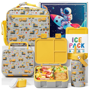 Rectangle personnalisé 3 compartiments Canard anti-éclaboussures Descartable Micro-ondes PP Friendly bouteille d'eau et boîte à déjeuner avec sac de refroidissement - Product Image 1