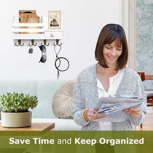 <span class=keywords><strong>Porta</strong></span> <span class=keywords><strong>Llaves</strong></span> y Correo para <span class=keywords><strong>Pared</strong></span>, Organizador de Correo con 6 Ganchos y Cajón de Almacenamiento, Fácil Instalación - Product Image 6