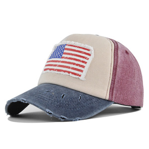 <span class=keywords><strong>Gorra</strong></span> de béisbol deportiva de sarga desgastada de 6 paneles al por mayor con parche de la bandera Old Glory y parte superior de espuma, estilo común y moderno. - Product Image 6
