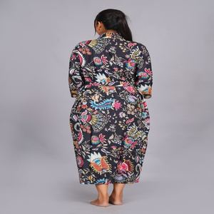 Kimono Elegante de Algodón Azul para Mujer, Tallas Grandes, Estampado Floral Hecho a Mano, Ropa de Estar por Casa, Disponible a Precio de Mayoreo - Product Image 2