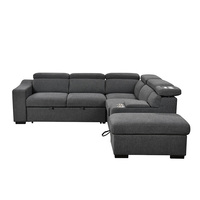 Canapé-lit convertible de style européen deux places avec porte-gobelets et rangement, garnissage en éponge, durable, avec lampes tactiles pour appartement et salon