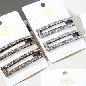 Ensemble de pinces à cheveux longues carrées pour femmes, super brillantes, <span class=keywords><strong>avec</strong></span> strass, luxe léger, clip pour <span class=keywords><strong>frange</strong></span> haut de gamme, clip latéral, entièrement en diamant, fait main - Product Image 4