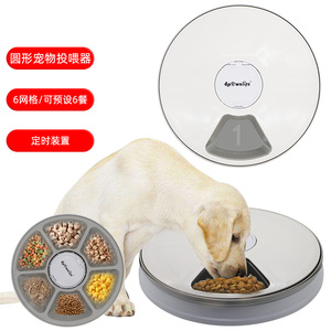 Comedero Redondo para Mascotas 4pawslife con 6 Compartimentos y Temporizador para Perros y Gatos, Dispensador Automático de Comida con Diseño Desmontable - Product Image 1