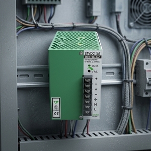 แหล่งจ่ายไฟแบบราง DIN 24v สำหรับระบบอัตโนมัติในอุตสาหกรรม รองรับแรงดันไฟฟ้าเข้า 100-240VAC เสถียรภาพสูง แรงดันไฟฟ้าออก 24VDC อุณหภูมิใช้งาน -40~70 องศาเซลเซียส - Product Image 1