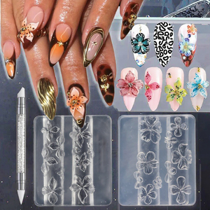 Molde de Silicona 3D Cuadrado para Uñas con Diseño Floral, Plantilla para Tallar Pétalos de Hibisco, Molde Portátil de Alta Transparencia para Diseño de Arte de Uñas - Product Image 3