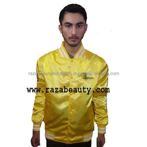 Wholesale Custom Eco-Friendly Breathable <b>Summer</b> <b>Men's</b> Satin Bomber Varsity <b>Jacket</b> with Embroidery - Product Image 2