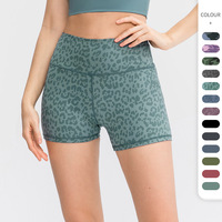 YUTUO Modische Camouflage-Bedruckte Atmungsaktive Leichte Schnelltrocknende Damen-Sport-Yoga-Shorts mit Hohem Bund und Elastischem Taillenband