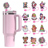 Capuchon de paille en silicone motif fleur, anti-poussière, décoration de Noël pour gobelet Stanley, qualité alimentaire, personnalisable