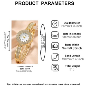 NW1406 5 pièces montre femme ensemble de bijoux mode ronde femmes montre strass collier boucles d'oreilles anneau ensemble - Product Image 6