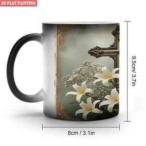 Taza Mágica Personalizada con Retrato de Pareja, Negra Esmerilada, 11 oz, Cerámica, Sensible al Calor, Taza Blanca - Product Image 1
