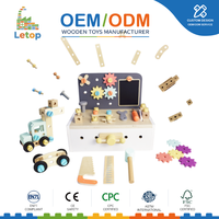 Banc d'outils en bois pour enfants, établi de jeu d'imitation, boîte à outils jouet avec marteau, tournevis, clé à molette, blocs de construction pour tout-petits