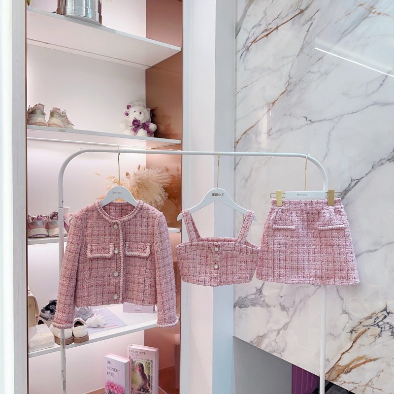 pink skirt and coat set for kids