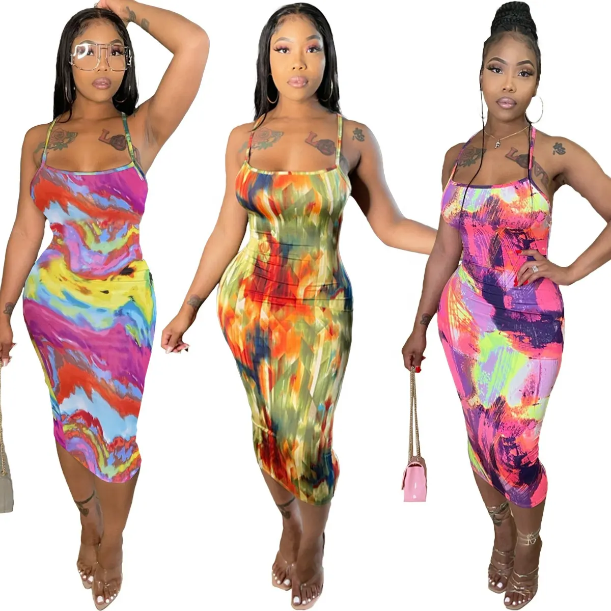 Robe de soirée maxi style boho pour femmes, tenue de plage sexy tie-dye, nouvelle collection Offre Spéciale, 2021