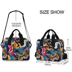 Sac à lunch isotherme à motif papillon avec fermeture à glissière et sangle réglable pour femmes et adolescentes - Product Image 3