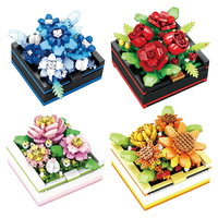 Jouet de construction de fleurs en micro-particules à assembler soi-même pour filles, ensemble de blocs de construction, boîte de rangement ouverte, décoration de la maison, cadeau