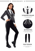 Costume de pantalon formel d'Halloween Costume de fête en spandex imprimé noir et blanc