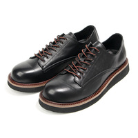 Chaussures de travail en cuir pour hommes Goodyear Welted, bout rond, décontractées, semelle épaisse, bottes noires, personnalisables OEM ODM