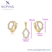 X001185170 XUPING Ensemble de bijoux main de Fatma plaqué or 14K, en cuivre écologique avec zircone cubique, comprenant boucles d'oreilles et pendentif