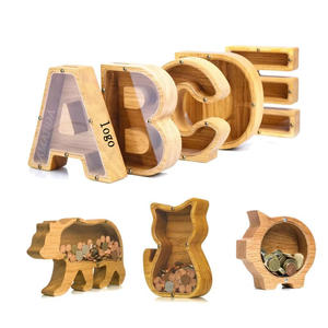 <span class=keywords><strong>Tirelire</strong></span> en bois personnalisée avec 26 lettres de l'alphabet, modèle 2022, pour ranger les pièces de monnaie, <span class=keywords><strong>tirelire</strong></span> en bois pour animaux - Product Image 1
