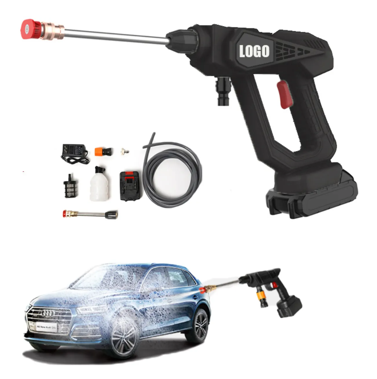 Portable Power Washer Cleaner with 24V Rechargeable Battery Handheld Car Washer Gun for Home Cordless car Pressure Wash