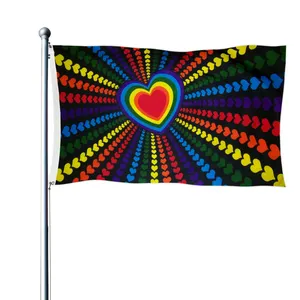 Bandeira para corações de cores diferentes, novo design de 3x5ft, bandeira para gramado, decoração de áreas internas e externas