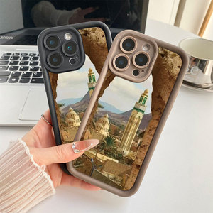 Coque de protection antichoc en TPU souple avec motif minaret de mosquée du désert pour <span class=keywords><strong>iPhone</strong></span> 15 14 13 12 11 Pro Max, imprimé paysage islamique - Product Image 6