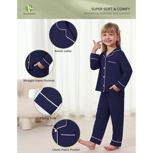 Pyjama pour enfants BambooBud en viscose de bambou, ensemble chemise à manches longues et pantalon, unisexe, garçons et filles, vêtements de nuit, 4T-12Y - Product Image 4