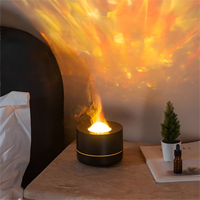 Difusor de Aceites Esenciales con Proyector de Estrellas, 200 ml, Llama Giratoria, Humidificador USB de Escritorio, Vapor Frío, Aromaterapia, para Hotel y Hogar