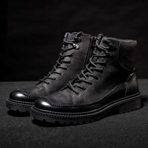 Botas de Tobillo Retro para Hombre de Alta Calidad, Impermeables, Forradas con Cuero Genuino, Cálidas, para Nieve, Uso en Exteriores, Antideslizantes, para Verano, Otoño e Invierno - Product Image 2