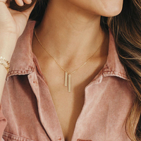 eManco 10PCS Collier délicat en acier inoxydable à double barre verticale, pendentif à deux barres polies pour femme, idéal pour le bureau et les tenues quotidiennes superposées
