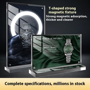 <span class=keywords><strong>Support</strong></span> d'affichage publicitaire sur table, format A5 A6, forme en T, acrylique transparent poli, 1,5 m, <span class=keywords><strong>support</strong></span> magnétique puissant pour panneau - Product Image 2