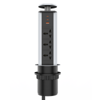 Nouvelle prise de courant universelle escamotable 10/16A avec chargeur USB PD 67W, 2 ports TYPE-C et 1 port USB-A, prise de table avec prises US/EU/UK/AU
