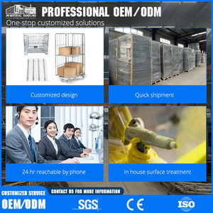 Qualité assurée <span class=keywords><strong>cage</strong></span> de stockage de treillis métallique en acier pliable durable équipement de stockage de cargaison rigide pliable OEM empilable - Product Image 6