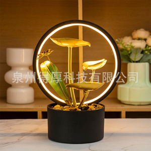 Fontaine de bureau avec rétroéclairage, fontaine d'eau électrique ronde pour la décoration de la maison, cadeau - Product Image 1