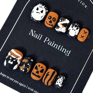 <span class=keywords><strong>Ongles</strong></span> à presser en acrylique faits main de qualité supérieure, 10 pièces, nouveaux styles, ambiance festive, motifs amande et cercueil, thème Halloween - Product Image 5