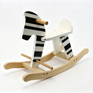 ANNA & BECK <span class=keywords><strong>Cheval</strong></span> <span class=keywords><strong>à</strong></span> <span class=keywords><strong>Bascule</strong></span> Durable Rayé Noir et Blanc pour Enfants de 3 Ans et Plus Unisexe en Bois de Schima - Product Image 3