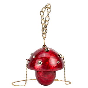 Women Lovely Mushroom Acrylic Evening Bag Marble Clutch <b>Purse</b> with Two Metal Chains Halloween Christmas Party Handbag - Product Image 3