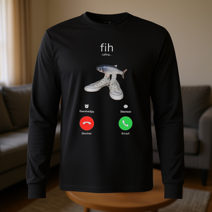Camiseta de manga larga Fih Meme Fish Calling con diseño gráfico divertido, ropa unisex - Product Image 3