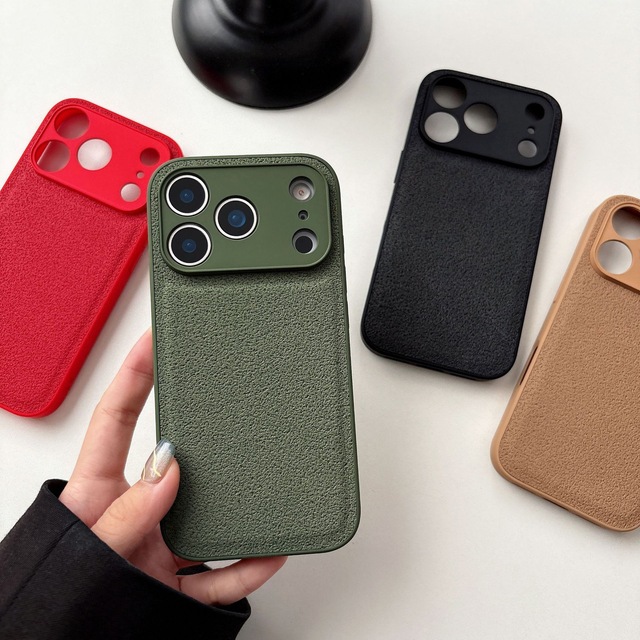 Unique Moon Crater Texture PU Leather Slim Fit Lightweight Mobile Phone Case for iPhone 17 16 15 Pro Max Cover