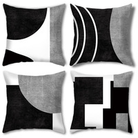 Housse de coussin décorative géométrique YINUAN, noir, gris, blanc, couleurs contrastées, pour canapé, lit, décoration de chambre