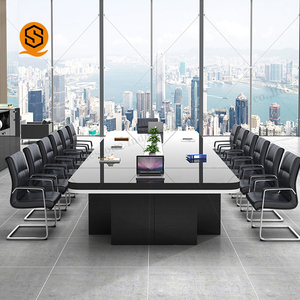 Custom Made High <strong>Tech</strong> Regular 20 People Meeting Room Solid Surface Black Big <strong>Conference</strong> Table - Product Image 2