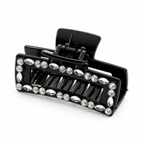 Pince à cheveux carrée en strass, pince à cheveux en cristal noir, accessoires de coiffure scintillants pour femmes et filles