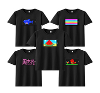 T-shirt LED de haute qualité à manches courtes, col rond, noir, pour hommes et femmes, avec affichage de messages clignotants, impression sérigraphique