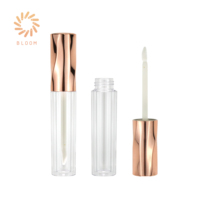 Contenant cosmétique personnalisé pour brillant à lèvres et rouge à lèvres liquide, en plastique cylindrique or rose, 5,5 ml, avec bouchon fileté, marque privée, OEM/ODM