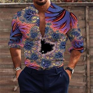 Échantillon gratuit Nouveaux chemises pour hommes Chemises décontractées à imprimé héraldique <span class=keywords><strong>rouge</strong></span> Manches longues Hauts Vêtements pour hommes Cardigan de fête hawaïen - Product Image 5