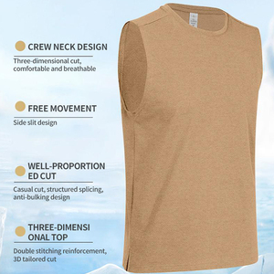 Débardeur de sport respirant pour homme grande taille à col large, idéal pour l'été et la course à pied, personnalisable - Product Image 3